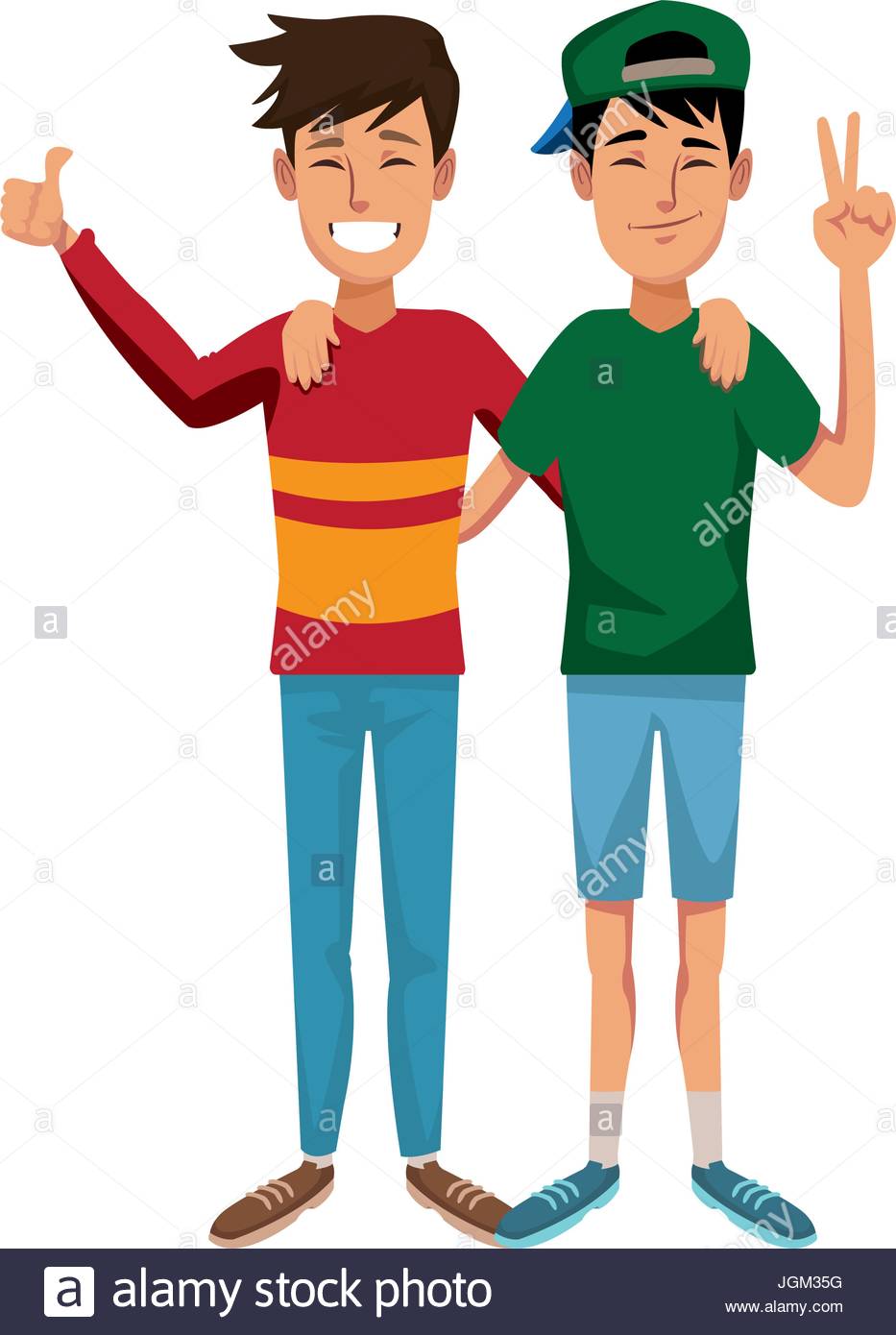 two-boys-smiling-hugging-and-waving-their-hands-best-friends-JGM35G