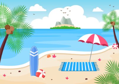 happy-summer-time-on-beach-illustration-vector